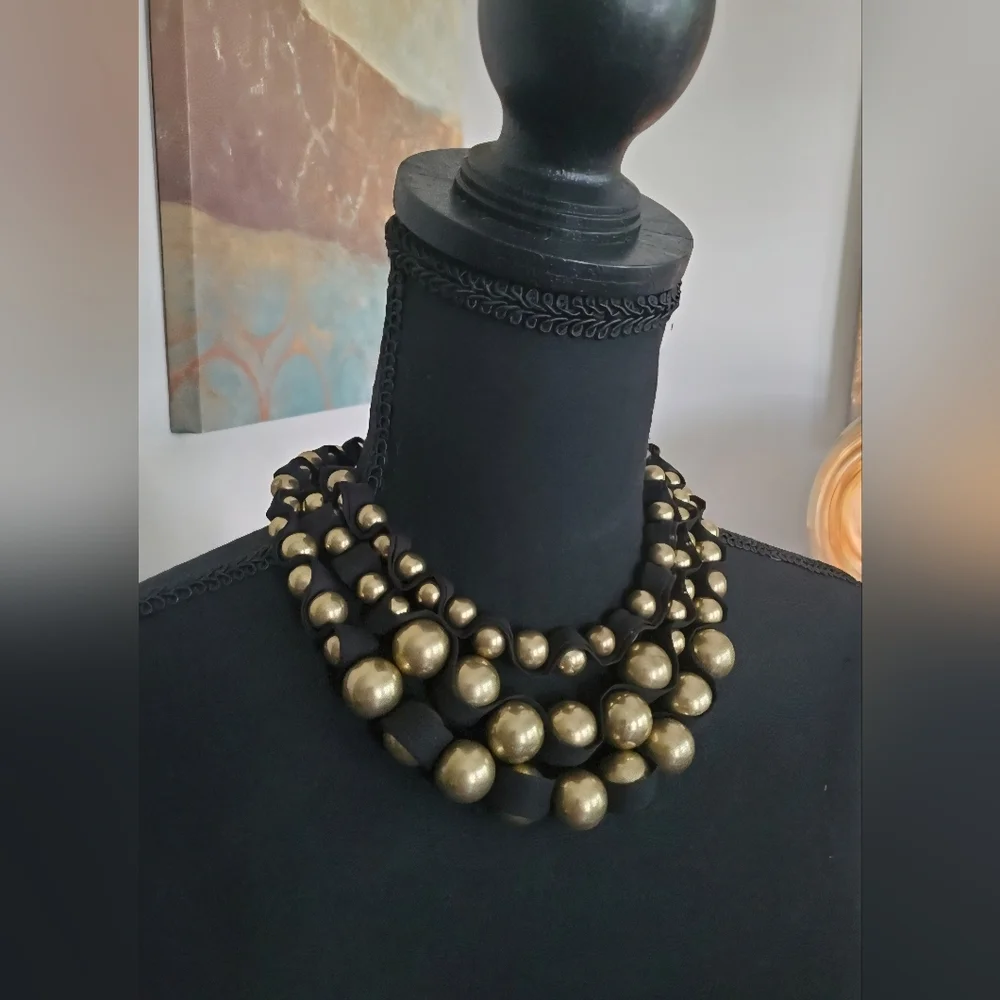 Ann Taylor Factory Beaded Ribbon Necklace